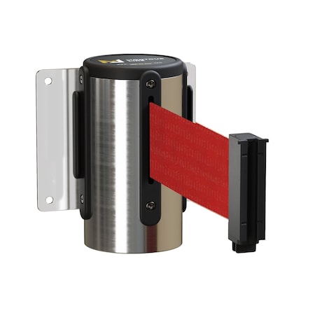 Montour Line Retractable Belt Barrier Wall Mnt PSteel Case Recessed 14ft. Red Belt WM215-PS-RD-RC-S-140